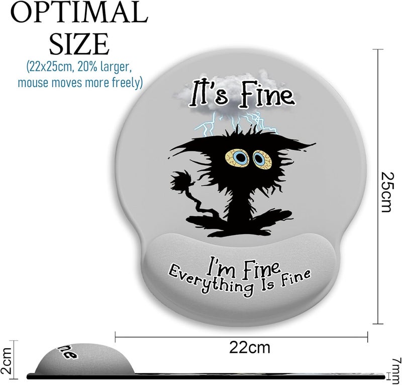 Blusabaca Ergonomic Mouse Pad with Wrist Support, Mouse Pad with Wrist Rest, Black Cat Gaming Mousepad with Non-Slip Pain Relief PU Base, Cute Mouse Pad for Desk Accessories Office Supplies Decor - Image 4